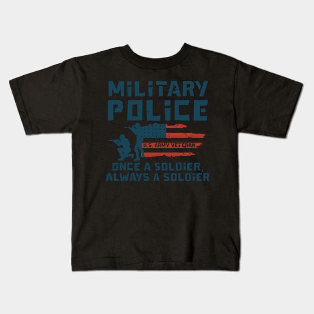Military Police US Army Veteran Soldier Kids T-Shirt by busines_night